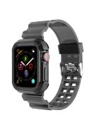 For Apple Watch Series 8 7 45mm / 6 5 4 SE SE (2022) 44mm / 3 2 1 42mm Integrated Watch Case Adjustable Watch Strap - Black