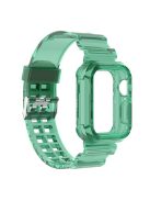 For Apple Watch Series 8 7 45mm / 6 5 4 SE SE (2022) 44mm / 3 2 1 42mm Integrated Watch Case Adjustable Watch Strap - Green