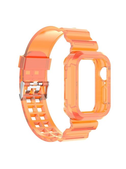 For Apple Watch Series 8 7 45mm / 6 5 4 SE SE (2022) 44mm / 3 2 1 42mm Integrated Watch Case Adjustable Watch Strap - Orange