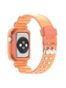 For Apple Watch Series 8 7 45mm / 6 5 4 SE SE (2022) 44mm / 3 2 1 42mm Integrated Watch Case Adjustable Watch Strap - Orange