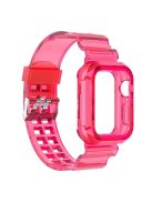 For Apple Watch Series 8 7 45mm / 6 5 4 SE SE (2022) 44mm / 3 2 1 42mm Integrated Watch Case Adjustable Watch Strap - Rose