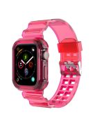 For Apple Watch Series 8 7 45mm / 6 5 4 SE SE (2022) 44mm / 3 2 1 42mm Integrated Watch Case Adjustable Watch Strap - Rose