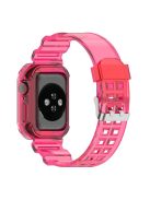 For Apple Watch Series 8 7 45mm / 6 5 4 SE SE (2022) 44mm / 3 2 1 42mm Integrated Watch Case Adjustable Watch Strap - Rose