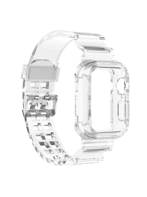 For Apple Watch Series 8 7 45mm / 6 5 4 SE SE (2022) 44mm / 3 2 1 42mm Integrated Watch Case Adjustable Watch Strap - Transparent