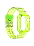 For Apple Watch Series 8 7 45mm / 6 5 4 SE SE (2022) 44mm / 3 2 1 42mm Integrated Watch Case Adjustable Watch Strap - Yellow