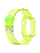 For Apple Watch Series 8 7 45mm / 6 5 4 SE SE (2022) 44mm / 3 2 1 42mm Integrated Watch Case Adjustable Watch Strap - Yellow