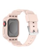 For Apple Watch Series 8 7 45mm / 6 5 4 SE SE (2022) 44mm / 3 2 1 42mm Smart Watch Band TPU Wrist Strap Replacement with Protective Watch Case - Pink