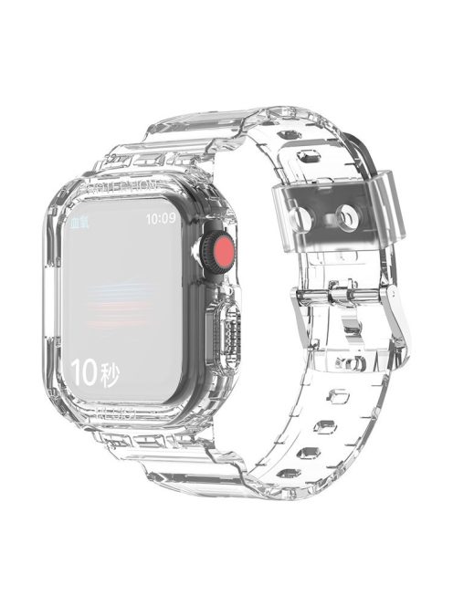 For Apple Watch Series 8 7 45mm / 6 5 4 SE SE (2022) 44mm / 3 2 1 42mm Smart Watch Band TPU Wrist Strap Replacement with Protective Watch Case - Transparent