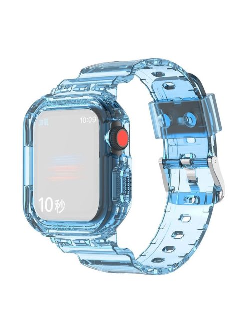 For Apple Watch Series 8 7 45mm / 6 5 4 SE SE (2022) 44mm / 3 2 1 42mm Smart Watch Band TPU Wrist Strap Replacement with Protective Watch Case - Transparent Blue