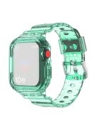 For Apple Watch Series 8 7 45mm / 6 5 4 SE SE (2022) 44mm / 3 2 1 42mm Smart Watch Band TPU Wrist Strap Replacement with Protective Watch Case - Transparent Green