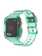 For Apple Watch Series 8 7 45mm / 6 5 4 SE SE (2022) 44mm / 3 2 1 42mm Smart Watch Band TPU Wrist Strap Replacement with Protective Watch Case - Transparent Green