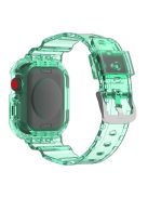 For Apple Watch Series 8 7 45mm / 6 5 4 SE SE (2022) 44mm / 3 2 1 42mm Smart Watch Band TPU Wrist Strap Replacement with Protective Watch Case - Transparent Green