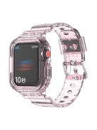 For Apple Watch Series 8 7 45mm / 6 5 4 SE SE (2022) 44mm / 3 2 1 42mm Smart Watch Band TPU Wrist Strap Replacement with Protective Watch Case - Transparent Pink