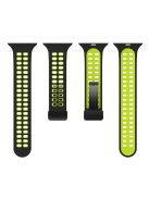 For Apple Watch Series 9 / 8 / 7 41mm / 6 / 5 / 4 / SE (2023) / SE (2022) / SE 40mm / 3 / 2 / 1 38mm Magnetic Band Dual Color Silicone Watch Strap - Black / Fluorescent Green