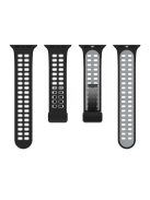 For Apple Watch Series 9 / 8 / 7 41mm / 6 / 5 / 4 / SE (2023) / SE (2022) / SE 40mm / 3 / 2 / 1 38mm Magnetic Band Dual Color Silicone Watch Strap - Black / Grey