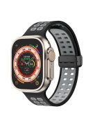 For Apple Watch Series 9 / 8 / 7 41mm / 6 / 5 / 4 / SE (2023) / SE (2022) / SE 40mm / 3 / 2 / 1 38mm Magnetic Band Dual Color Silicone Watch Strap - Black / Grey