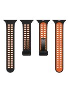 For Apple Watch Series 9 / 8 / 7 41mm / 6 / 5 / 4 / SE (2023) / SE (2022) / SE 40mm / 3 / 2 / 1 38mm Magnetic Band Dual Color Silicone Watch Strap - Black / Orange