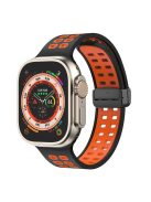 For Apple Watch Series 9 / 8 / 7 41mm / 6 / 5 / 4 / SE (2023) / SE (2022) / SE 40mm / 3 / 2 / 1 38mm Magnetic Band Dual Color Silicone Watch Strap - Black / Orange