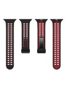 For Apple Watch Series 9 / 8 / 7 41mm / 6 / 5 / 4 / SE (2023) / SE (2022) / SE 40mm / 3 / 2 / 1 38mm Magnetic Band Dual Color Silicone Watch Strap - Black / Red