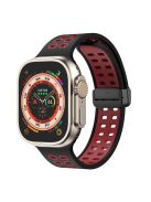 For Apple Watch Series 9 / 8 / 7 41mm / 6 / 5 / 4 / SE (2023) / SE (2022) / SE 40mm / 3 / 2 / 1 38mm Magnetic Band Dual Color Silicone Watch Strap - Black / Red