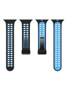 For Apple Watch Series 9 / 8 / 7 41mm / 6 / 5 / 4 / SE (2023) / SE (2022) / SE 40mm / 3 / 2 / 1 38mm Magnetic Band Dual Color Silicone Watch Strap - Black / Sky Blue