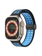 For Apple Watch Series 9 / 8 / 7 41mm / 6 / 5 / 4 / SE (2023) / SE (2022) / SE 40mm / 3 / 2 / 1 38mm Magnetic Band Dual Color Silicone Watch Strap - Black / Sky Blue