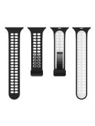 For Apple Watch Series 9 / 8 / 7 41mm / 6 / 5 / 4 / SE (2023) / SE (2022) / SE 40mm / 3 / 2 / 1 38mm Magnetic Band Dual Color Silicone Watch Strap - Black / White