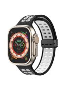 For Apple Watch Series 9 / 8 / 7 41mm / 6 / 5 / 4 / SE (2023) / SE (2022) / SE 40mm / 3 / 2 / 1 38mm Magnetic Band Dual Color Silicone Watch Strap - Black / White