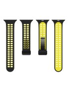 For Apple Watch Series 9 / 8 / 7 41mm / 6 / 5 / 4 / SE (2023) / SE (2022) / SE 40mm / 3 / 2 / 1 38mm Magnetic Band Dual Color Silicone Watch Strap - Black / Yellow