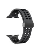 For Apple Watch Series 9 / 8 / 7 41mm / 6 / 5 / 4 / SE (2023) / SE (2022) / SE 40mm / 3 / 2 / 1 38mm Magnetic Band Dual Color Silicone Watch Strap - Coal Black / Black