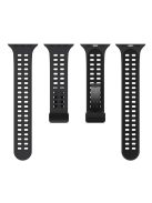 For Apple Watch Series 9 / 8 / 7 41mm / 6 / 5 / 4 / SE (2023) / SE (2022) / SE 40mm / 3 / 2 / 1 38mm Magnetic Band Dual Color Silicone Watch Strap - Coal Black / Black