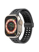 For Apple Watch Series 9 / 8 / 7 41mm / 6 / 5 / 4 / SE (2023) / SE (2022) / SE 40mm / 3 / 2 / 1 38mm Magnetic Band Dual Color Silicone Watch Strap - Coal Black / Black