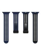 For Apple Watch Series 9 / 8 / 7 41mm / 6 / 5 / 4 / SE (2023) / SE (2022) / SE 40mm / 3 / 2 / 1 38mm Magnetic Band Dual Color Silicone Watch Strap - Dark Blue / Black