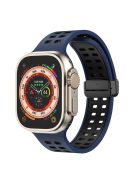 For Apple Watch Series 9 / 8 / 7 41mm / 6 / 5 / 4 / SE (2023) / SE (2022) / SE 40mm / 3 / 2 / 1 38mm Magnetic Band Dual Color Silicone Watch Strap - Dark Blue / Black