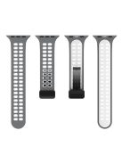 For Apple Watch Series 9 / 8 / 7 41mm / 6 / 5 / 4 / SE (2023) / SE (2022) / SE 40mm / 3 / 2 / 1 38mm Magnetic Band Dual Color Silicone Watch Strap - Grey / White