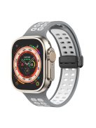 For Apple Watch Series 9 / 8 / 7 41mm / 6 / 5 / 4 / SE (2023) / SE (2022) / SE 40mm / 3 / 2 / 1 38mm Magnetic Band Dual Color Silicone Watch Strap - Grey / White