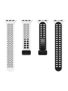 For Apple Watch Series 9 / 8 / 7 41mm / 6 / 5 / 4 / SE (2023) / SE (2022) / SE 40mm / 3 / 2 / 1 38mm Magnetic Band Dual Color Silicone Watch Strap - White / Black