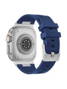 For Apple Watch Series 9 8 7 41mm  /  6 5 4 SE (2022) SE (2023) SE 40mm  /  3 2 1 38mm Soft Silicone Watch Bracelet - Silver+Blue