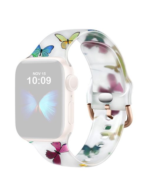 For Apple Watch Series 9 8 7 41mm / 6 5 4 SE (2022) SE (2023) SE 40mm / 3 2 1 38mm Watch Band Butterfly Printing