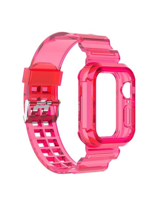 For Apple Watch Series 9 8 7 41mm / 6 5 4 SE SE (2022) SE (2023) 40mm / 3 2 1 38mm Anti-Scratch Silicone Watch Band Wrist Strap with Anti-Drop Watch Case - Rose