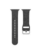 For Apple Watch Ultra 49mm Engraved Sport Band Soft Silicone Replacement Watch Strap - Black