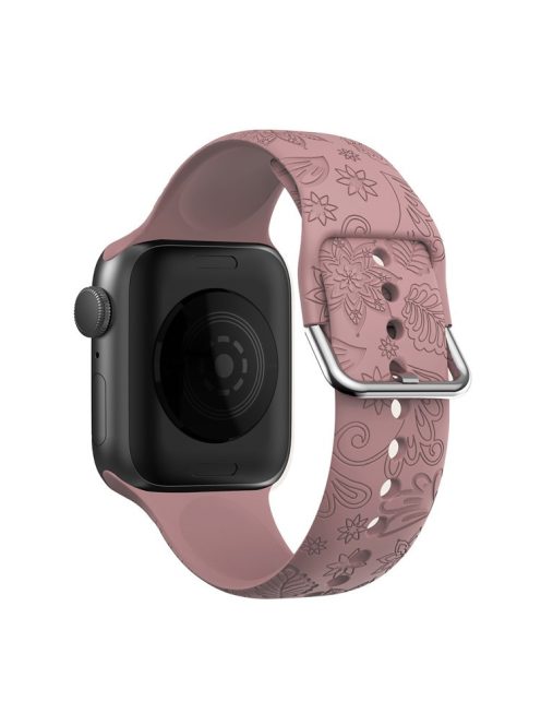 For Apple Watch Ultra 49mm Engraved Sport Band Soft Silicone Replacement Watch Strap - Light Coffee