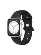 For Apple Watch Ultra 49mm Engraved Watch Bands Soft Silicone Strap Wristband - Black