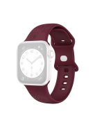 For Apple Watch Ultra 49mm Engraved Watch Bands Soft Silicone Strap Wristband - Wine Red