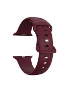 For Apple Watch Ultra 49mm Engraved Watch Bands Soft Silicone Strap Wristband - Wine Red