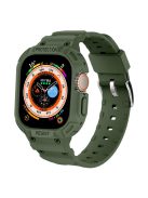 For Apple Watch Ultra 49mm Replacement Strap Adjustable Silicone Wrist Band Integrated with Watch Case - Army Green