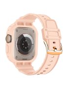 For Apple Watch Ultra 49mm Replacement Strap Adjustable Silicone Wrist Band Integrated with Watch Case - Pink