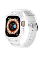 For Apple Watch Ultra 49mm Replacement Strap Adjustable Silicone Wrist Band Integrated with Watch Case - White