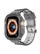 For Apple Watch Ultra 49mm Smart Watch Strap Replacement Soft TPU Wrist Band Integrated with Watch Case - Transparent Black