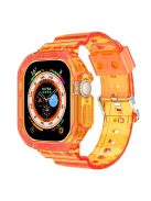 For Apple Watch Ultra 49mm Smart Watch Strap Replacement Soft TPU Wrist Band Integrated with Watch Case - Transparent Orange